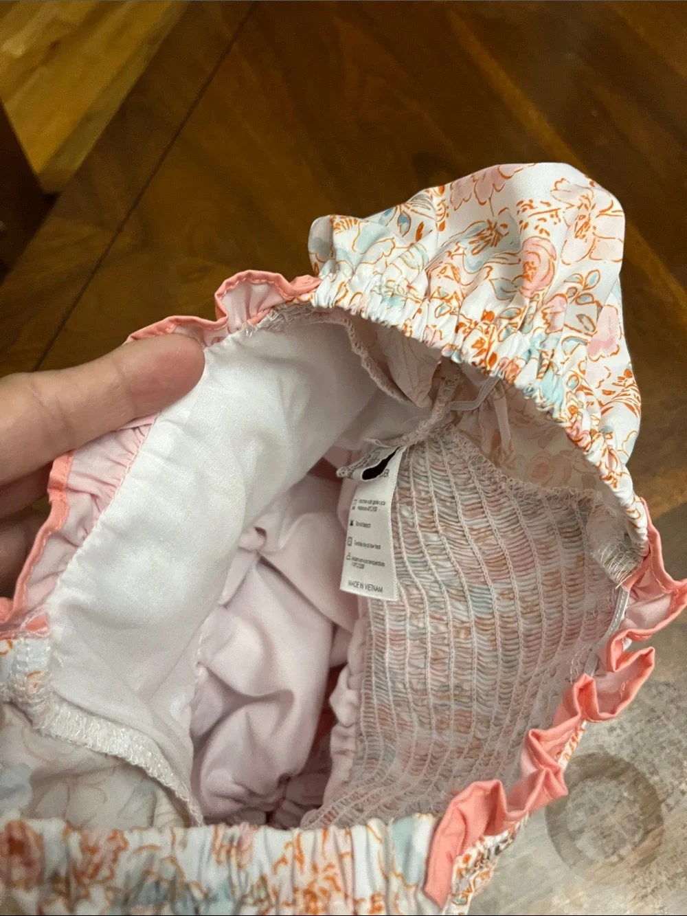 Cute Floral Peach Ruffled One-Piece for Kids